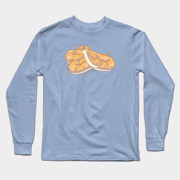 Banana Ball Python Digital Illustration Long Sleeve T-Shirt by anacecilia